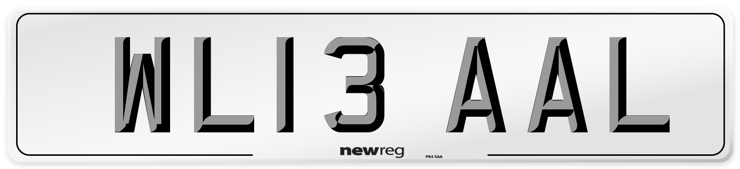 WL13 AAL Number Plate from New Reg